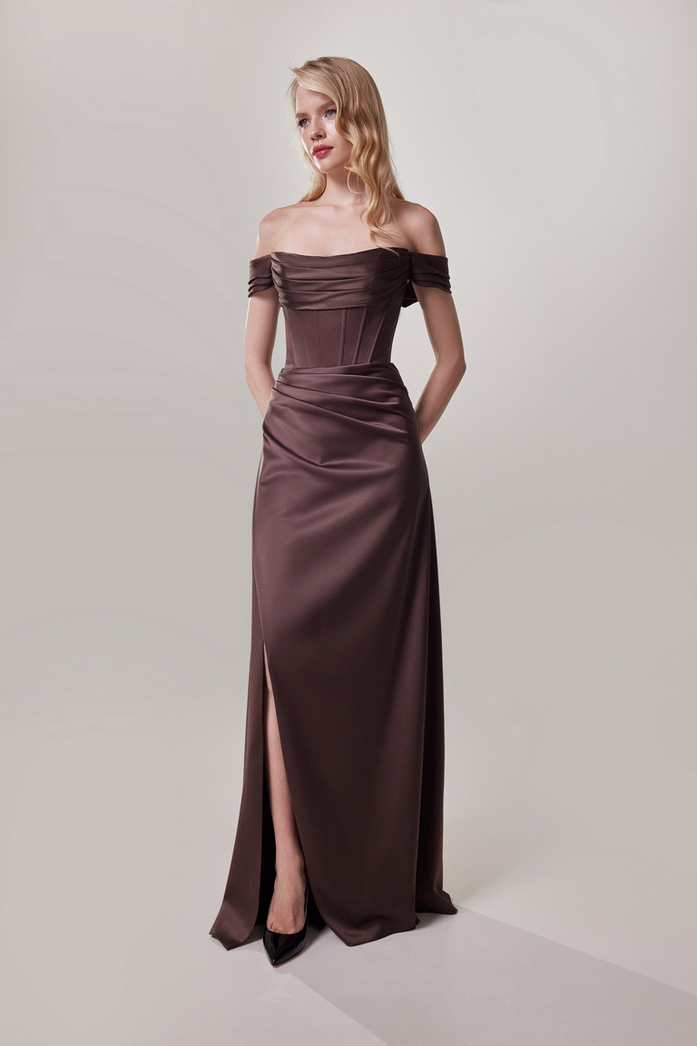 Шоколадное вечернее платье Райли - Текстура и детали