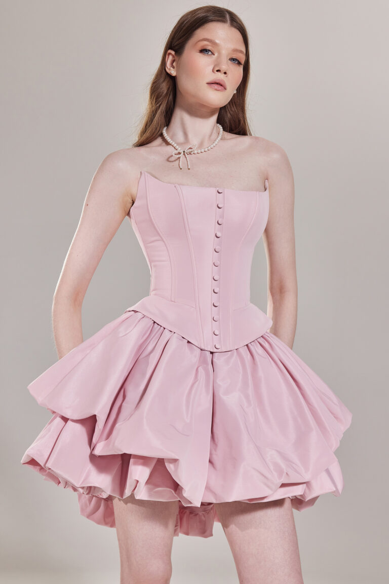 Пудровое вечернее платье Жаннет-1 мини - На модели