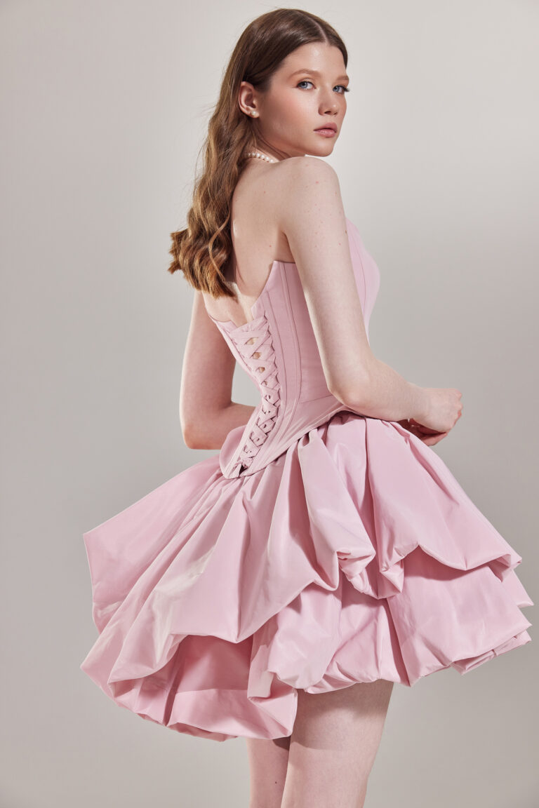 Пудровое вечернее платье Жаннет-1 мини - Дополнительный ракурс